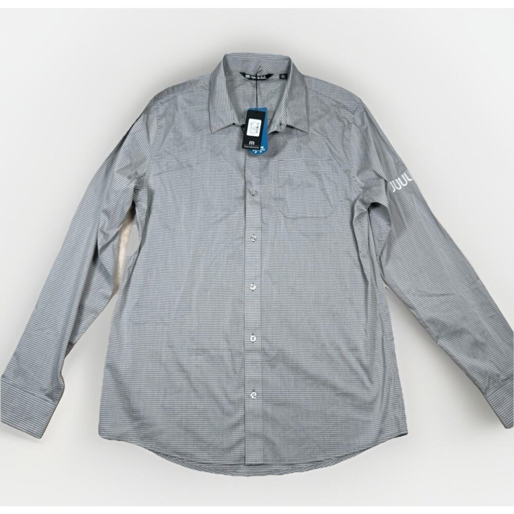 NWT Travis Mathew LS Button Let's Do It Again Dress Shirt Heather Gray Size L Ad